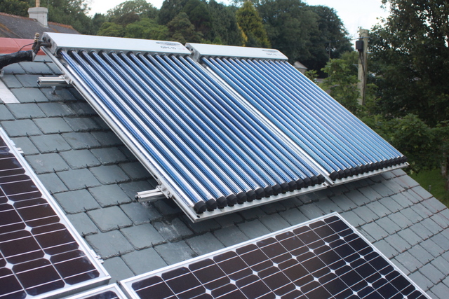 Solar thermal - hot water tube installation.