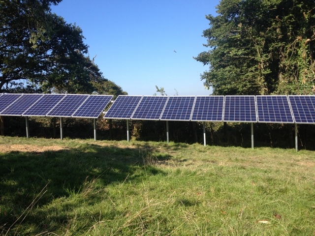 A picture of a 4kW ground-mounted solar PV installation.