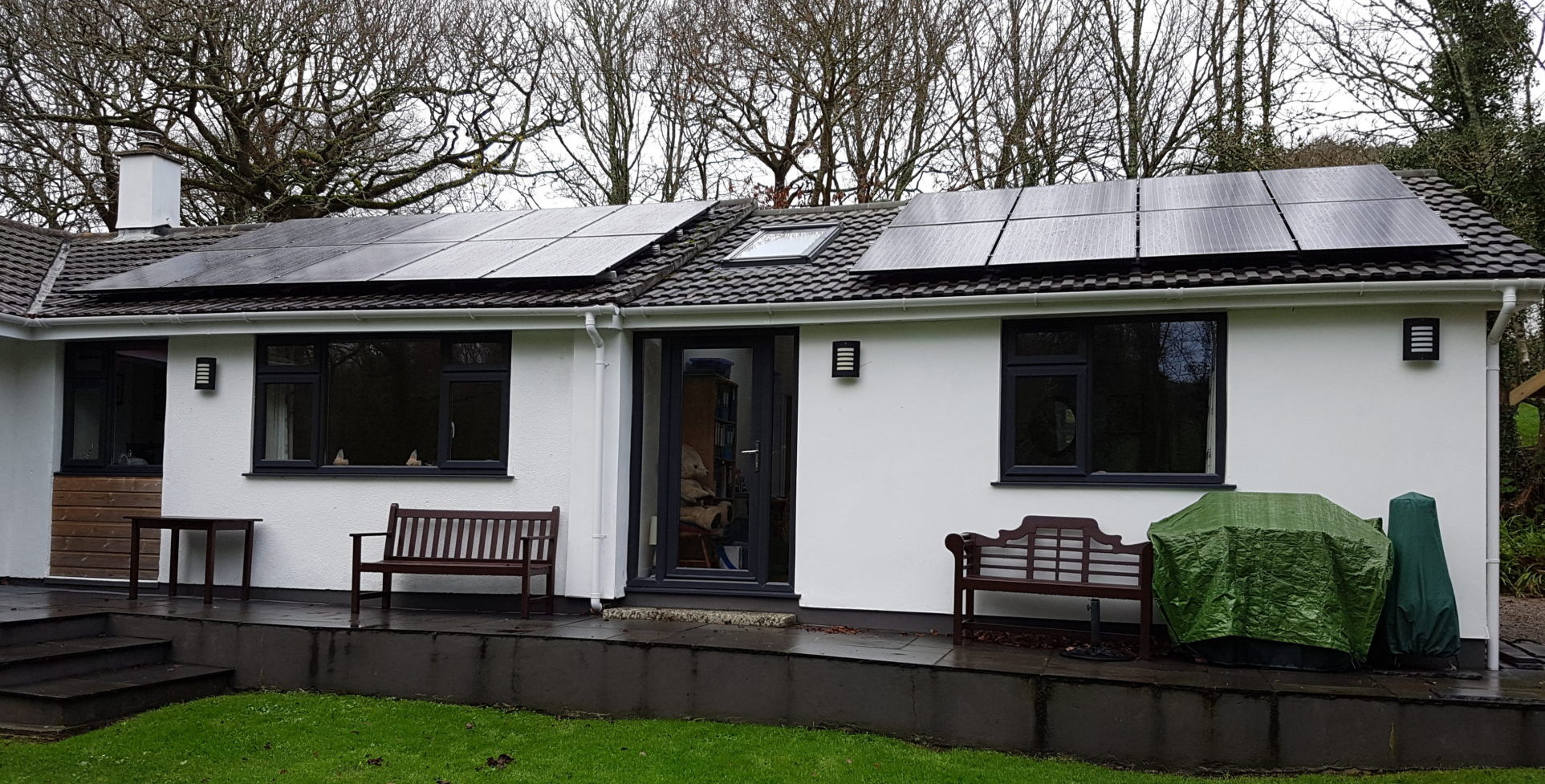 A 5kW solar PV installation near Ruan Minor, Cornwall.