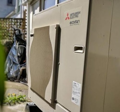 An 8.5kW Mitsubishi air source heat pump unit