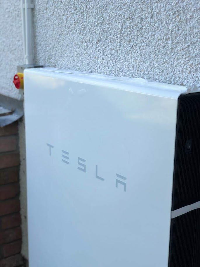 A Tesla Powerwall battery storage install in Perranwell.